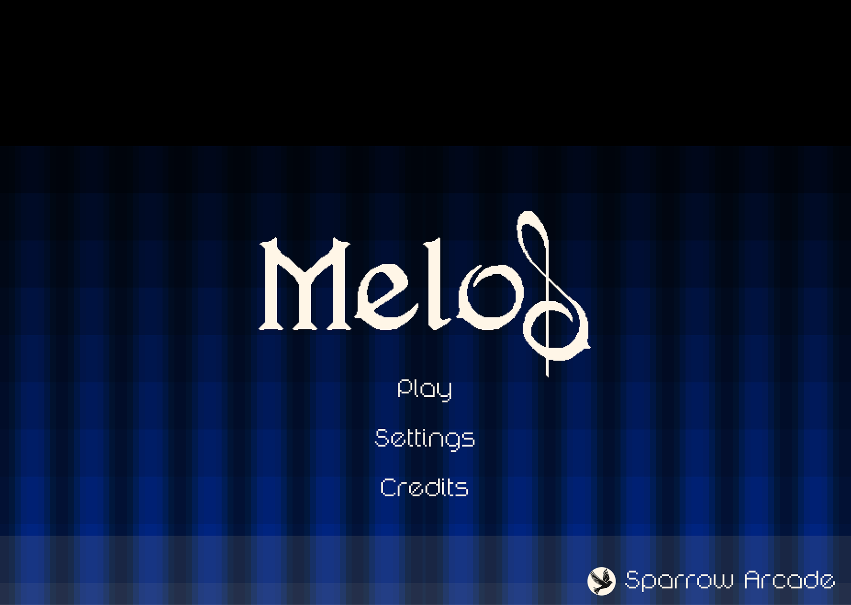 Melos title screen and main menu