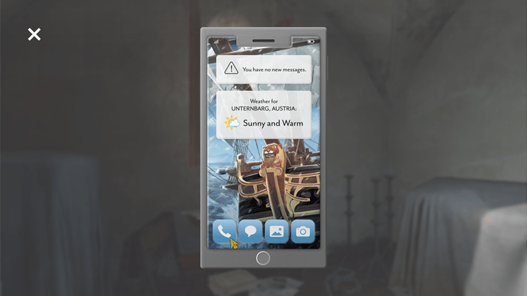 In-game phone UI from the Nancy Drew redesign